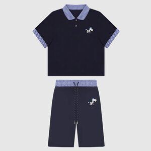 B.Sure Navy Blue Polo Shirt And Shorts Set